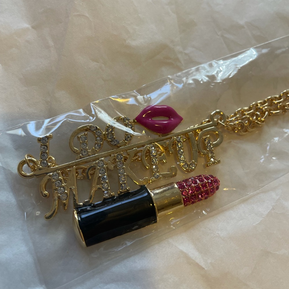 I Do Makeup Gold Pink Studded Chain Necklace - Picture 8 of 8